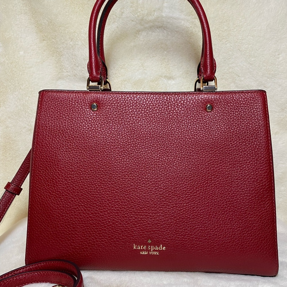 NWT! Kate Spade Leila Medium Triple Compartment Satchel Red Currant